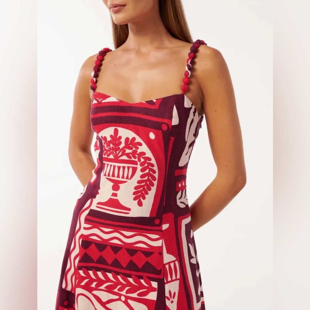 Simona Square-Neck Linen Midi Dress - Picture 2 of 7